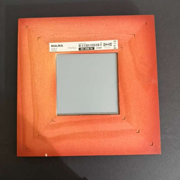 Handmade Recycled Glass on Red Border Decorative Mirror 10" x 10" New-Never Used - Picture 3 of 3